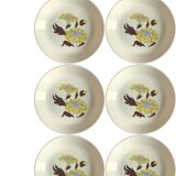 6 vintage floral soup plates – Souvirel France 1970s