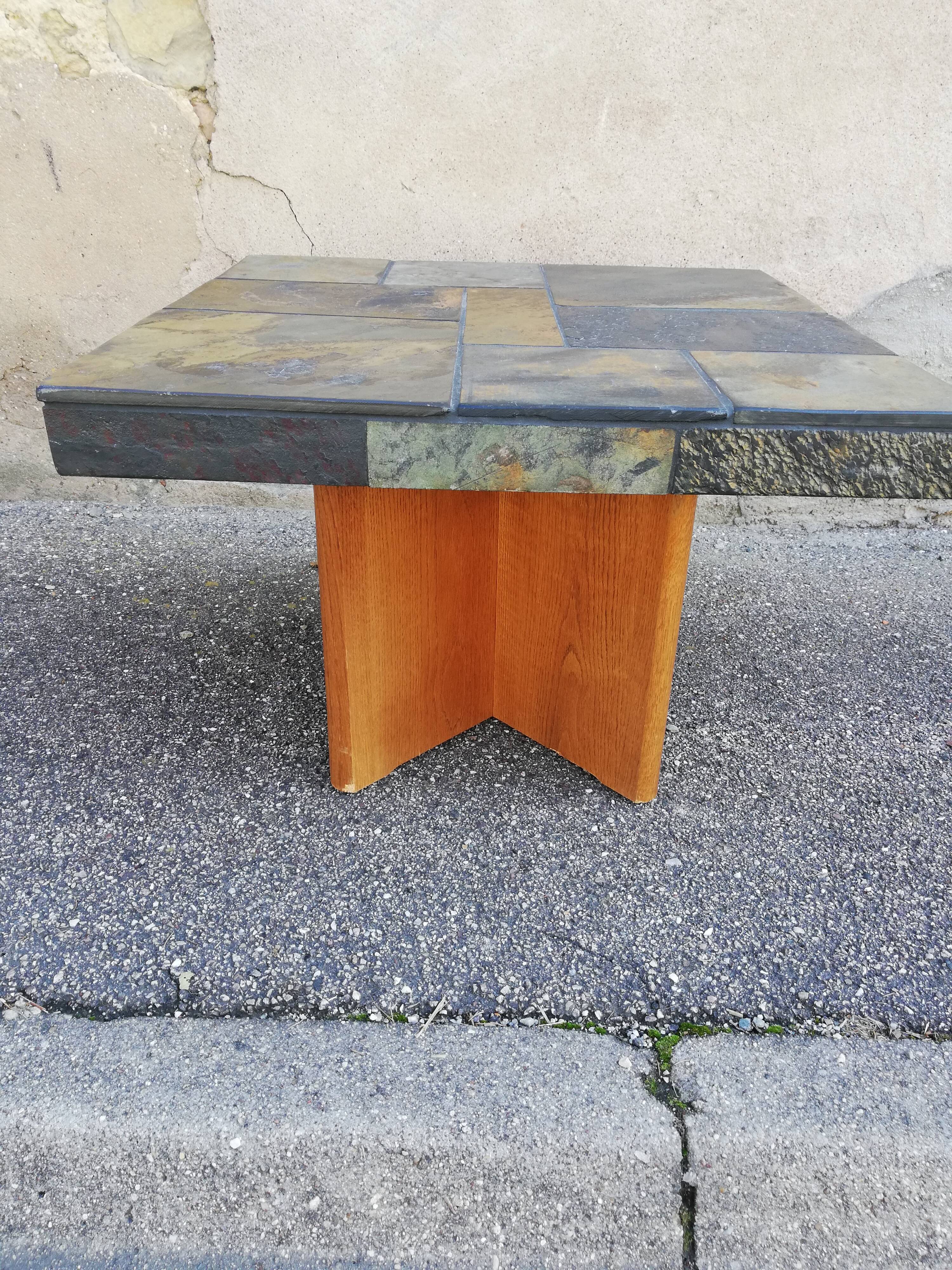 Table basse bois et pierre