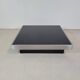 Large vintage black and stainless steel coffee table from the 1970s
