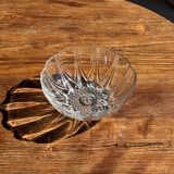 Small vintage Arcoroc Codec glass salad bowl with stylized petal patterns