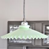 Vintage suspension in opaline scalloped mint color with water