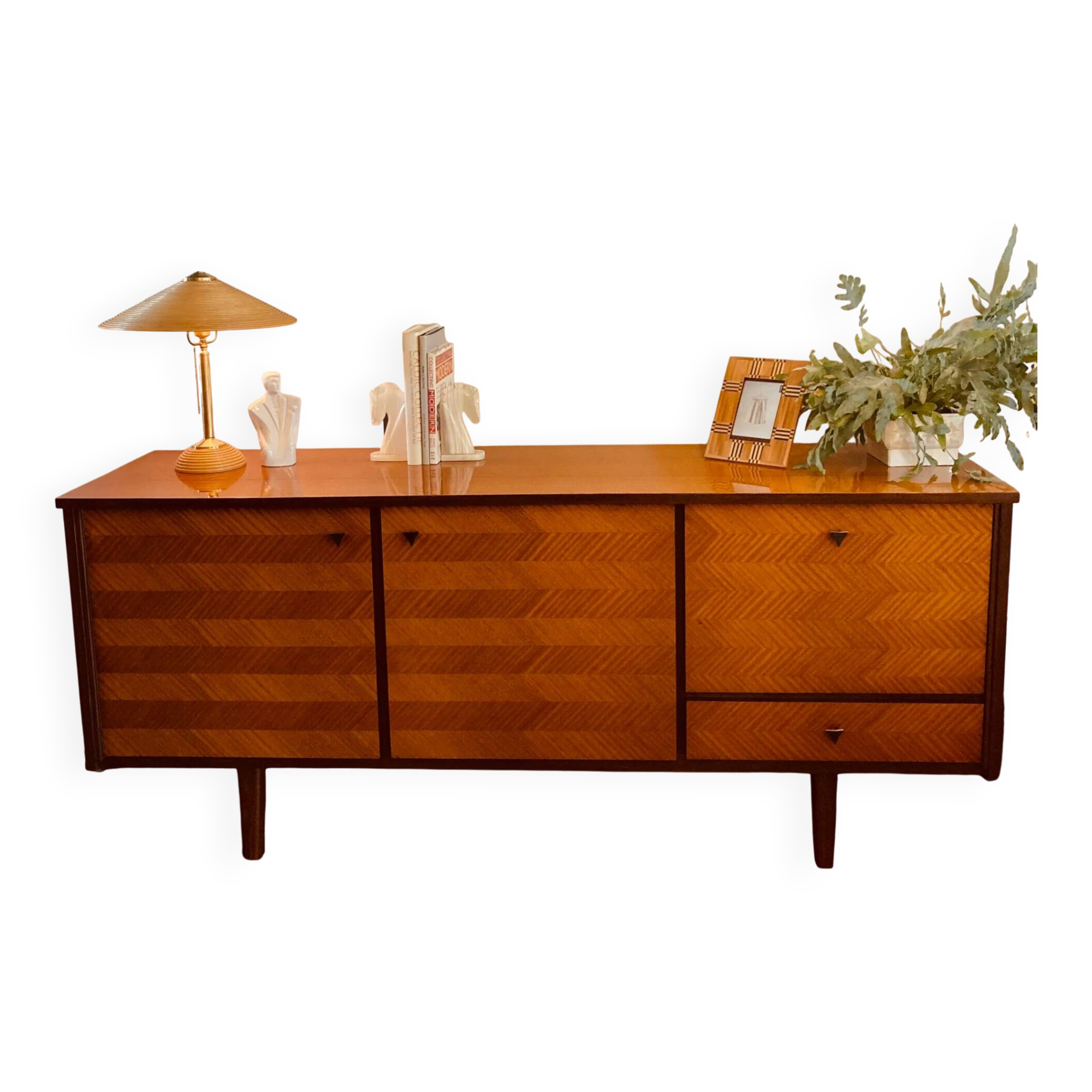 Buffet style années 50, placage teck, laque