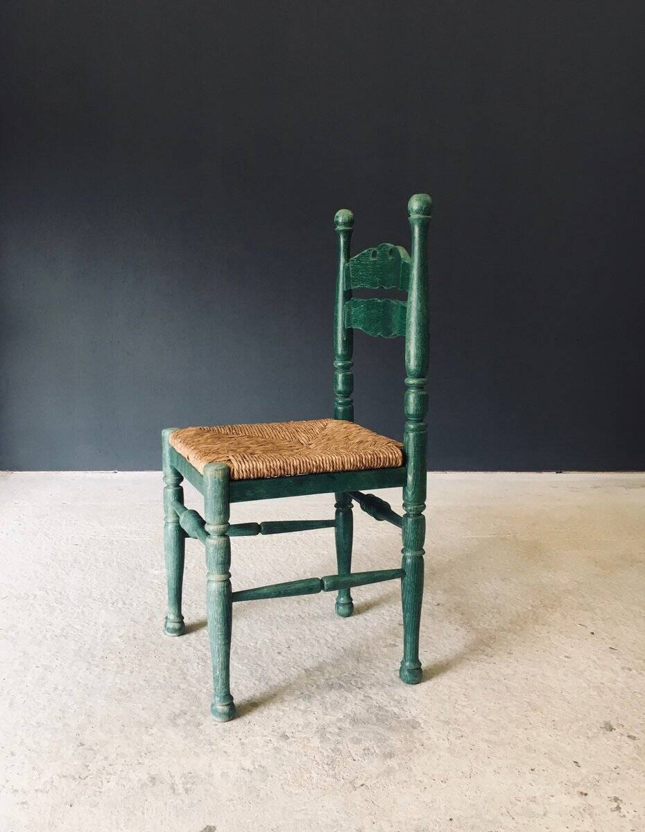 Rustic Austrian Alps Green Side Chairs, Austria, 1950s, Set of 2