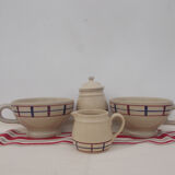 Set of 2 Basque stoneware bowls with handle