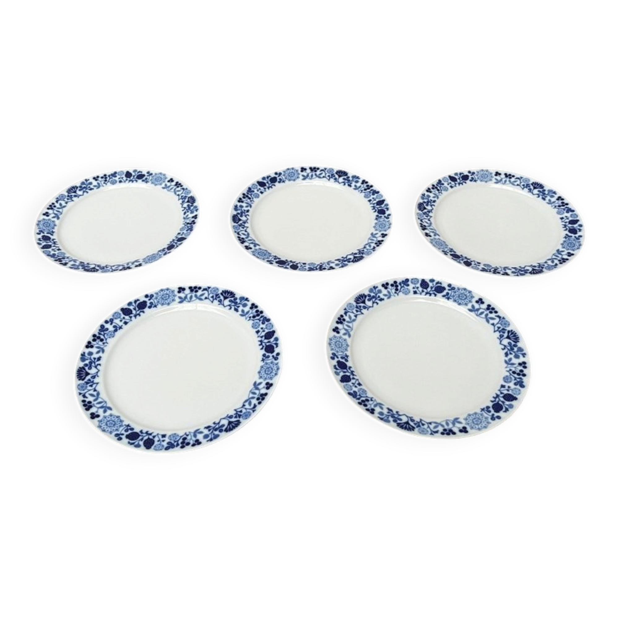 Set of German ceramic plates from the mid-century Hamburg Shape 20 Decor Blumenspiel by Lieselotte Kantner for Melitta, 1960s, set of 5.