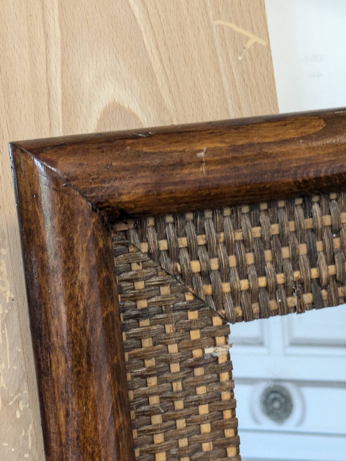 Bamboo rattan mirror