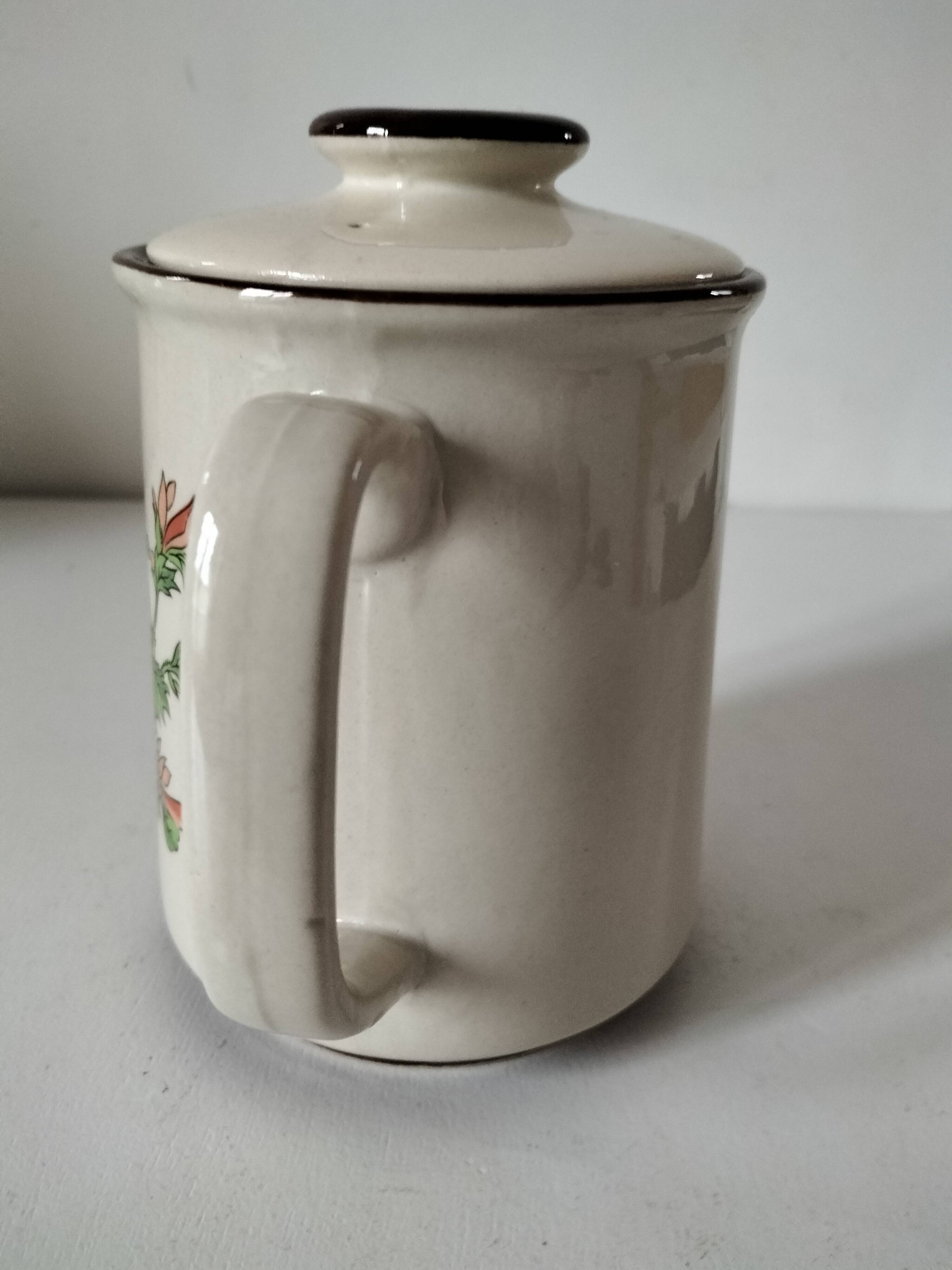 Vintage flowered stoneware teapot – 1970s