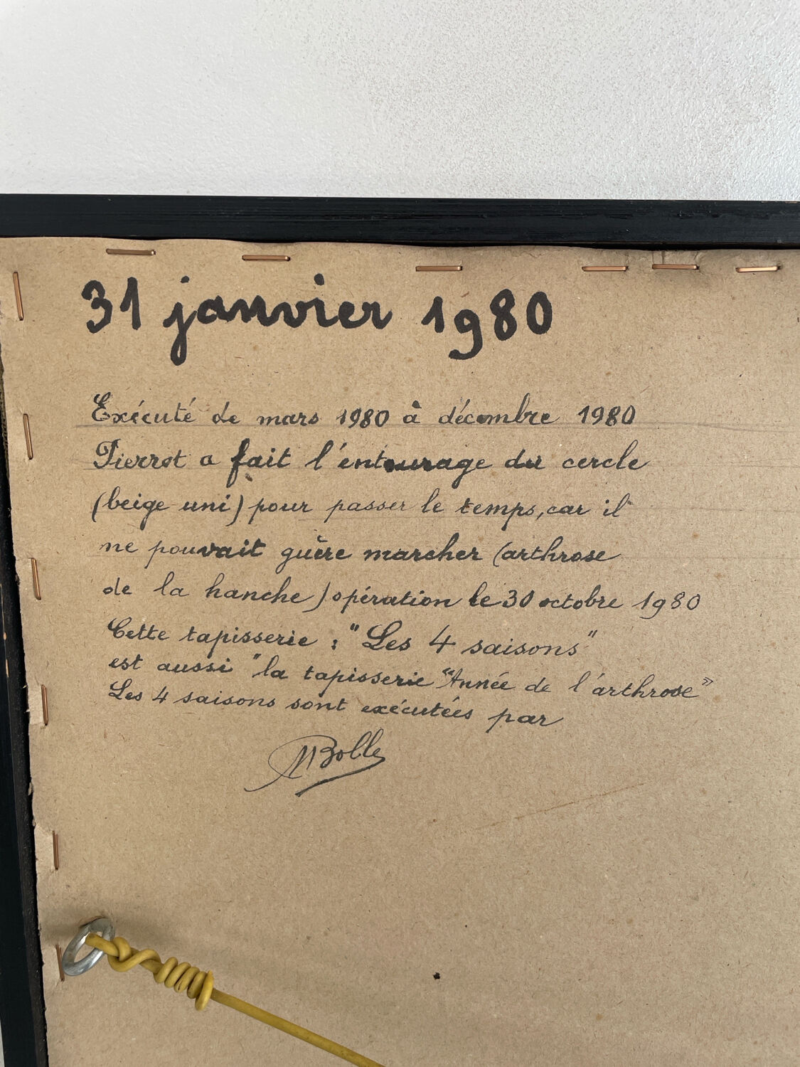 Vintage textile panel "The 4 Seasons", handcrafted tapestry dated 1