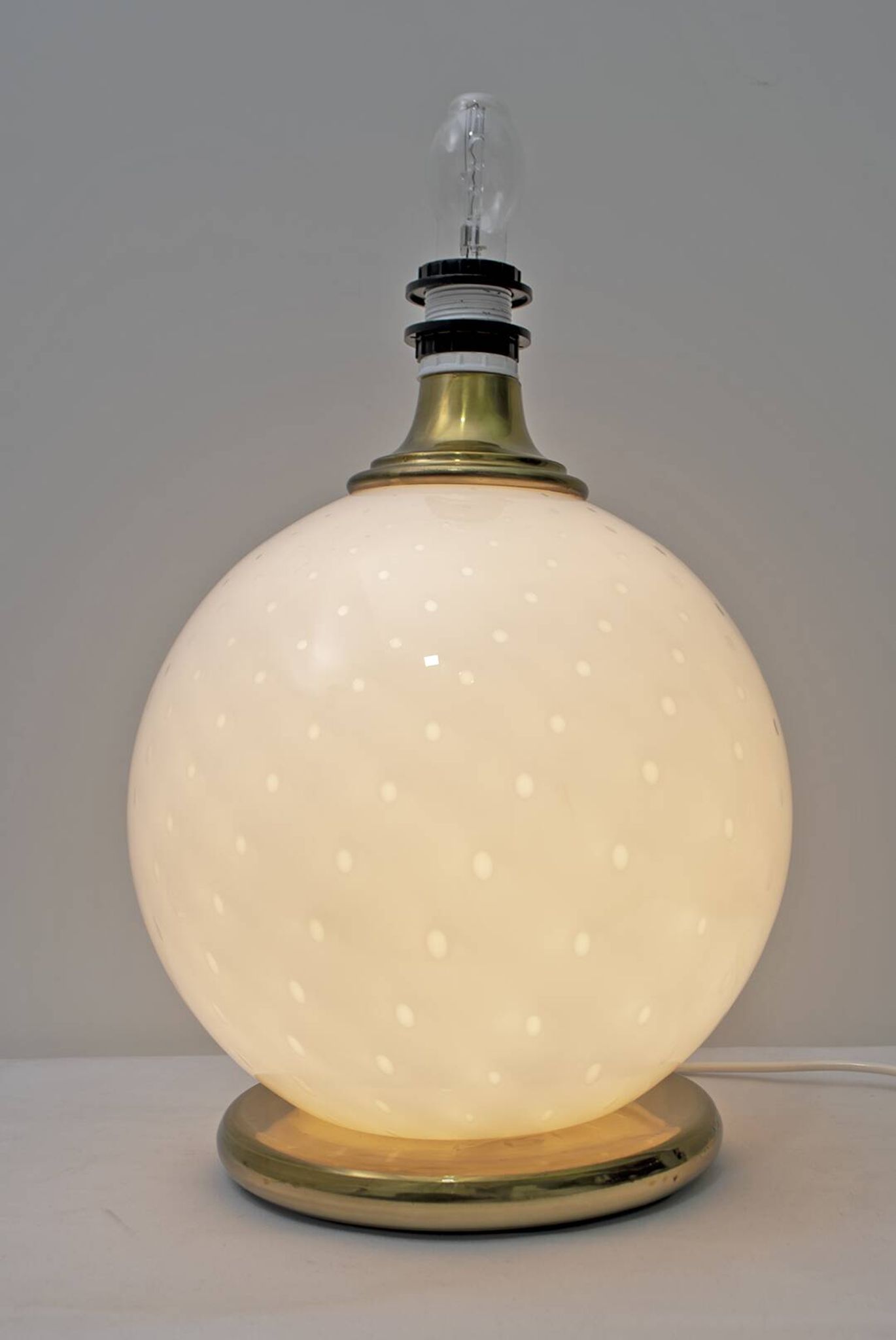 Mid-Century Modern Brass and Blown Murano Glass Table Lamp, 1970s