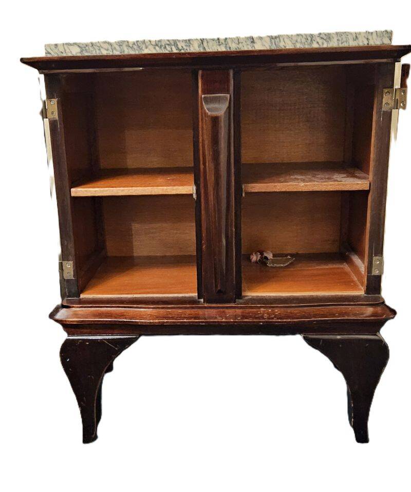 Vintage Mahogany Nightstand with Marble Top