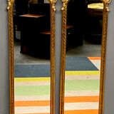 Paire de miroirs dorés, 97x28 cm