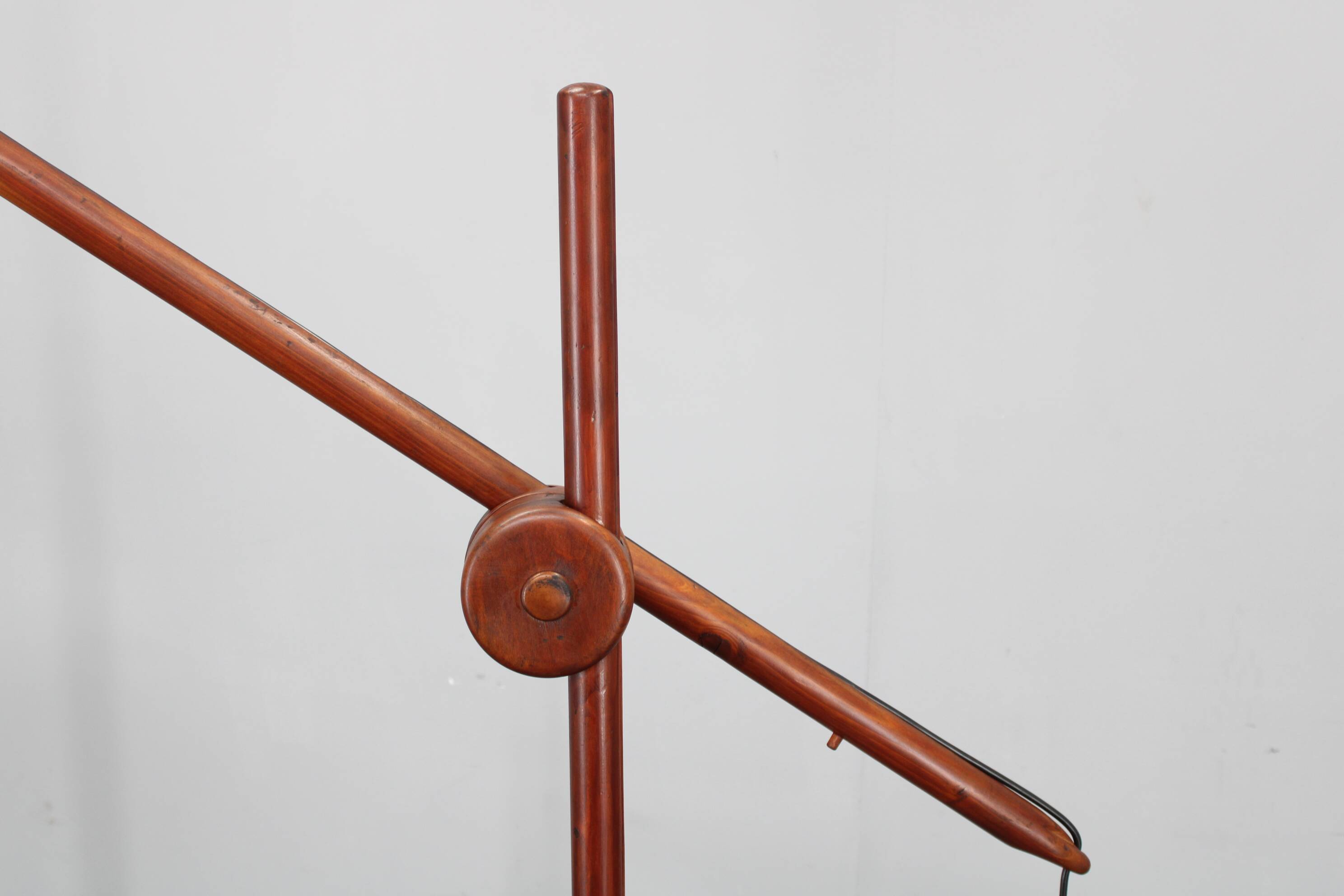 Lampadaire scandinave en pin à contrepoids des années 1970, abat-jour en papier neuf