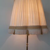 Tripod floor lamp in gilded brass, pleated lampshade, Louis XV style