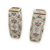 Pair of vases in enamelled and gilded crystal Rose motifs