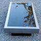 Coffee table in brushed steel and black tinted glass from the 70s