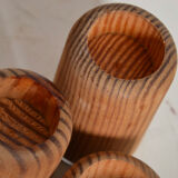 Trio of vintage Scandinavian wooden candle holders