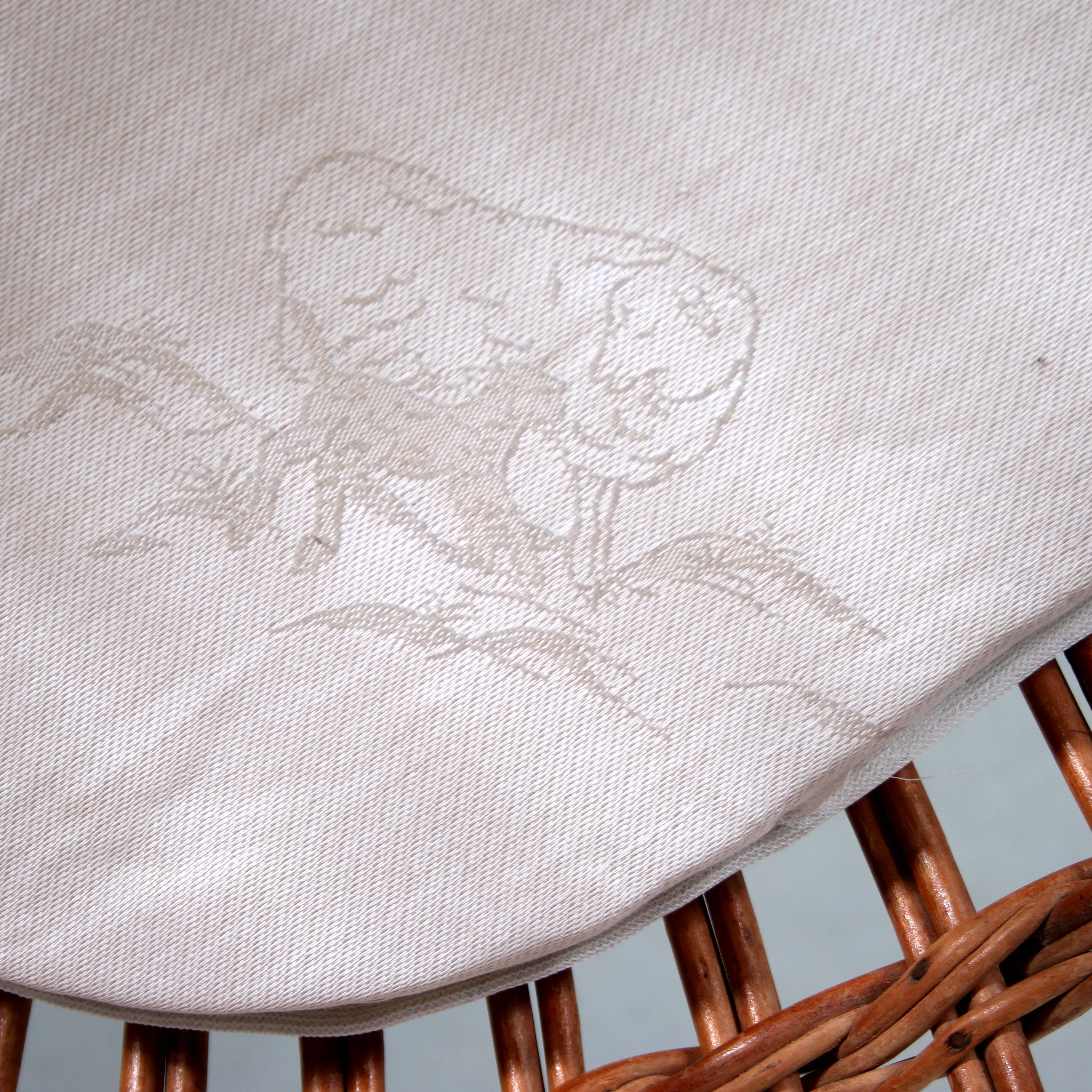 Berceau en rotin des années 1950 provenant des Pays-Bas