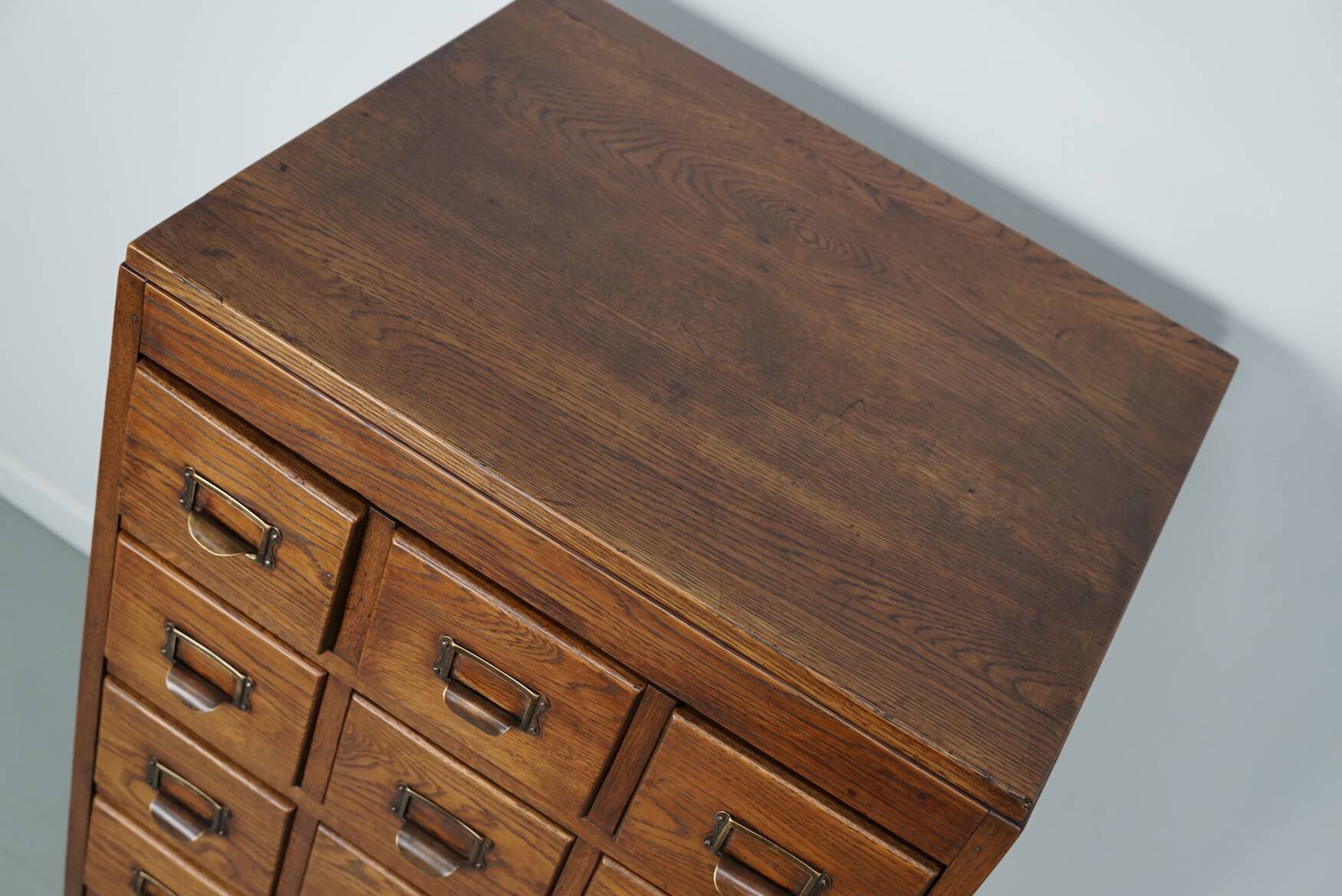 Antique Dutch Oak Apothecary Cabinet or Filing Cabinet, 1930s