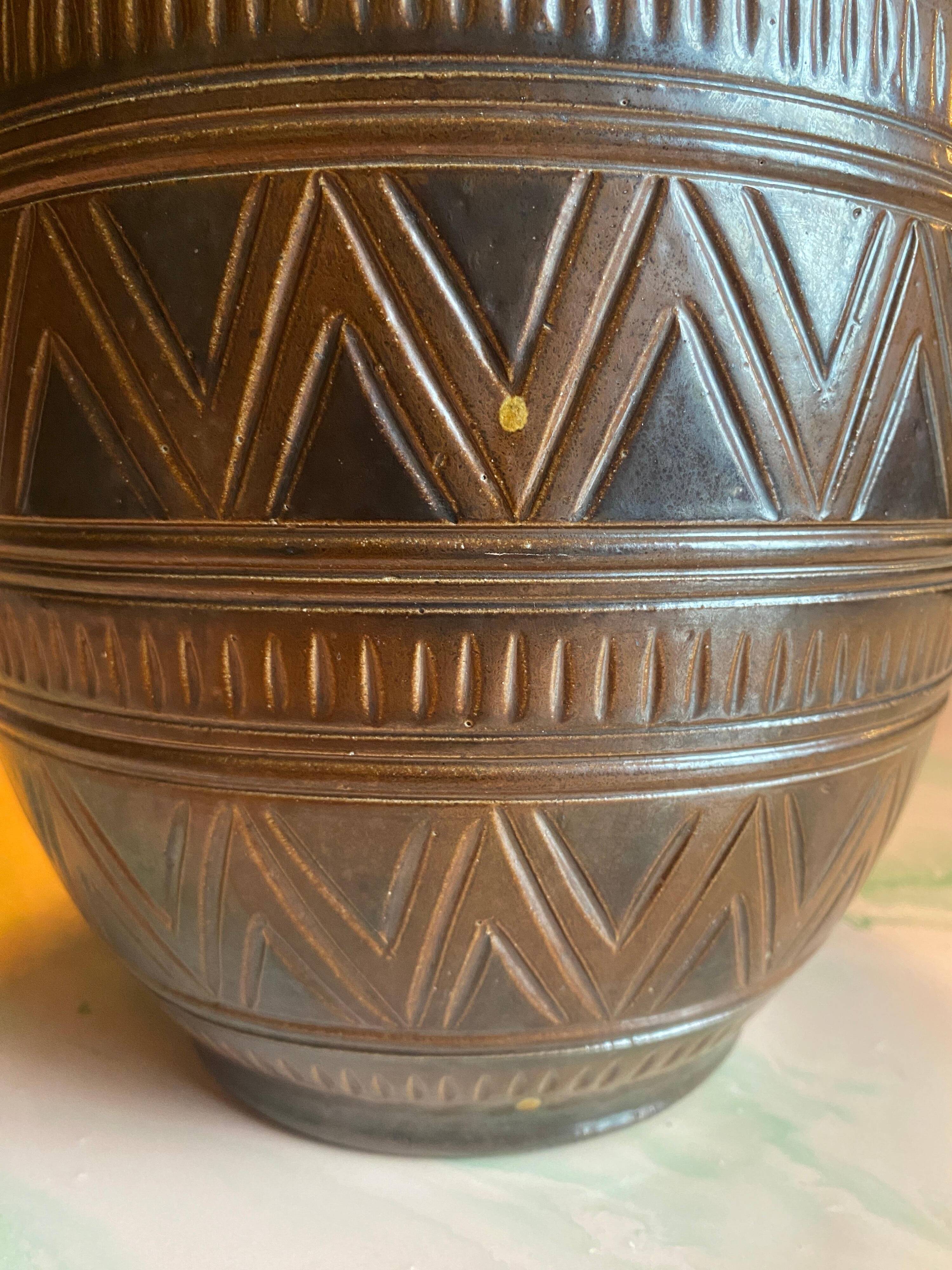 Scandinavian Modern Brown Stoneware Floor Vase by Arthur Andersson, Wallåkra