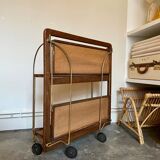 Desserte bocado pliante et sur roulettes en bois foncé
