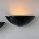 Pair of vintage wall lights, black porcelain, France 1970