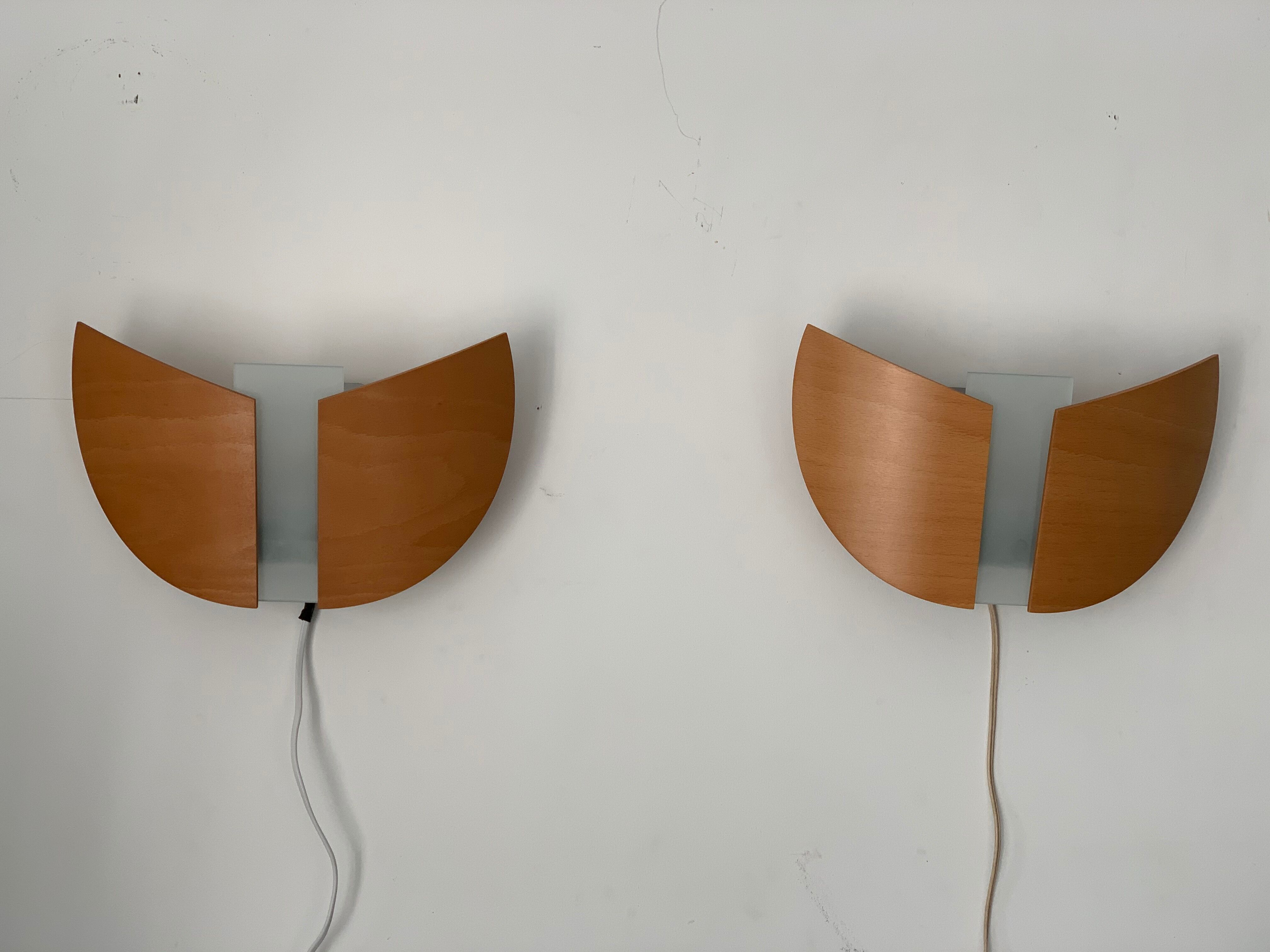 Pair of wooden sconces Lucid 1980