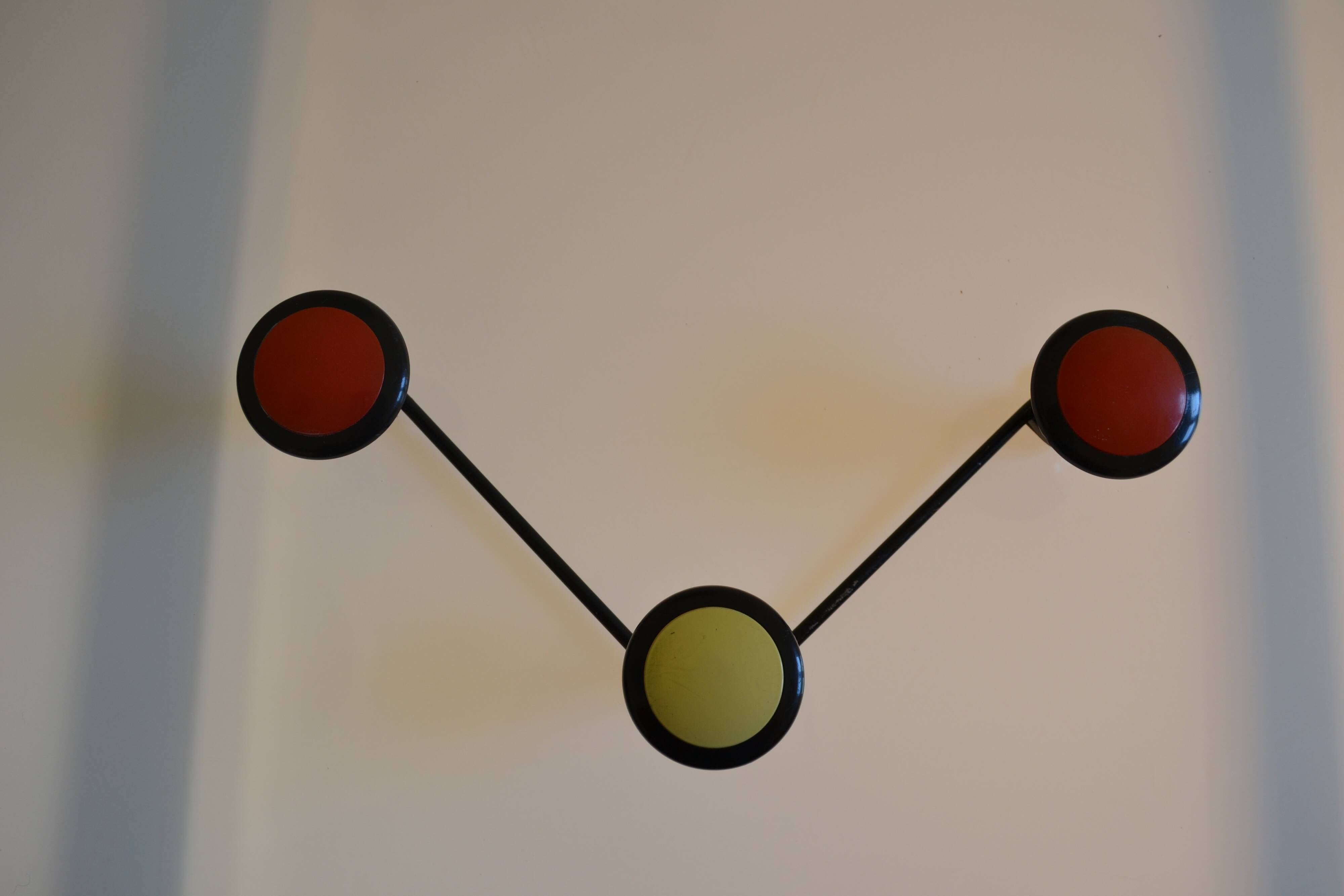 Wall coat rack with 3 hooks circa 1960s