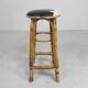 Bamboo bar stool with leatherette seat in cow print, 1950s
