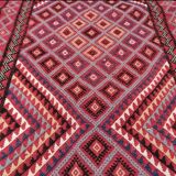 Handmade red corridor carpet in pure wool