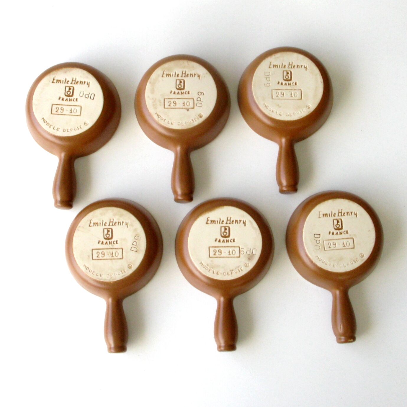 Set of 6 caquelons -Emile Henry - Brown - Culinary pottery - Beige