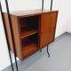 Vintage Italian modular shelving unit in teak and metal from the 1970s