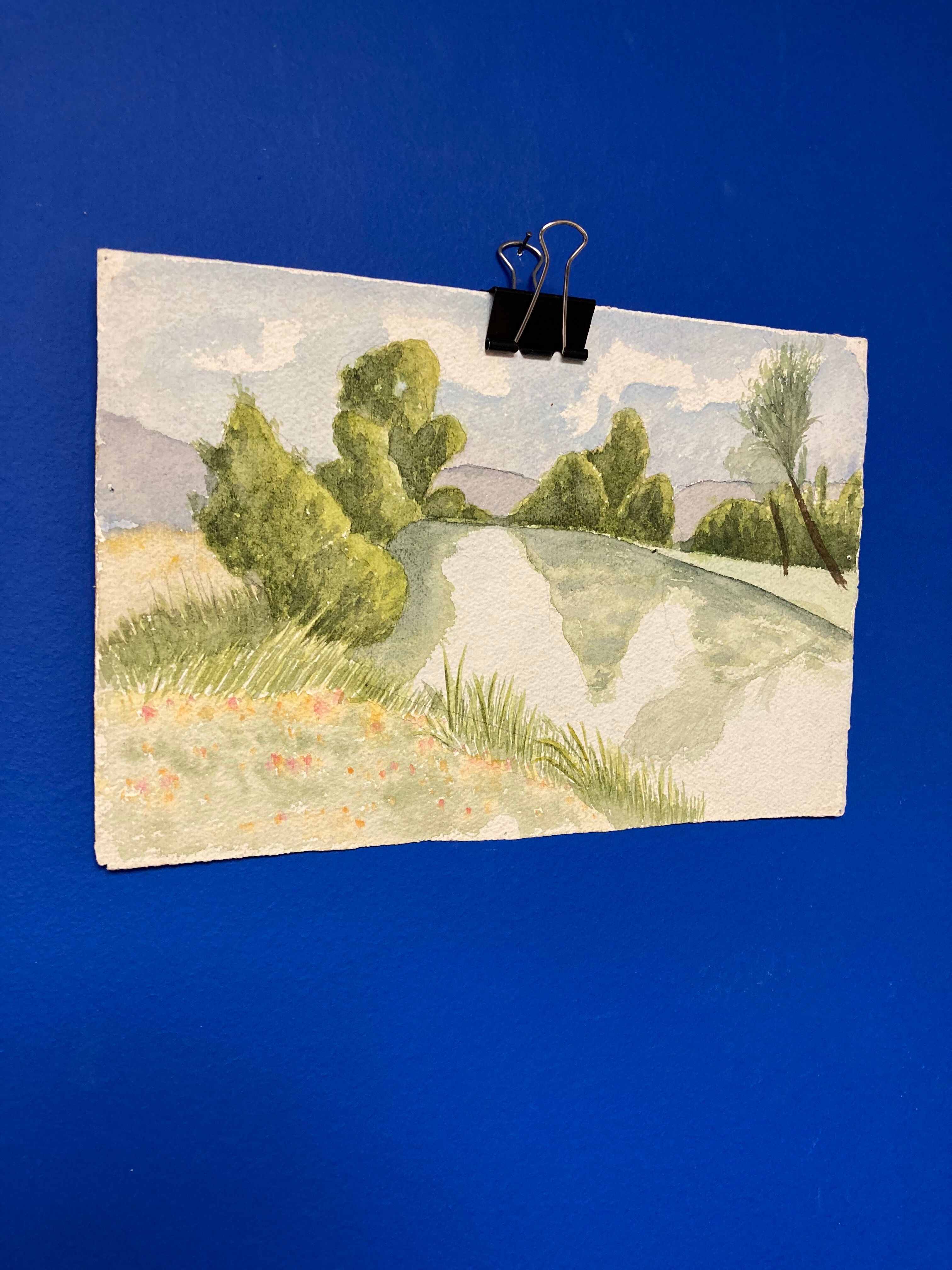Vintage landscape watercolor