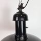 Lampe suspendue Bauhaus en émail noir industriel, années 1930