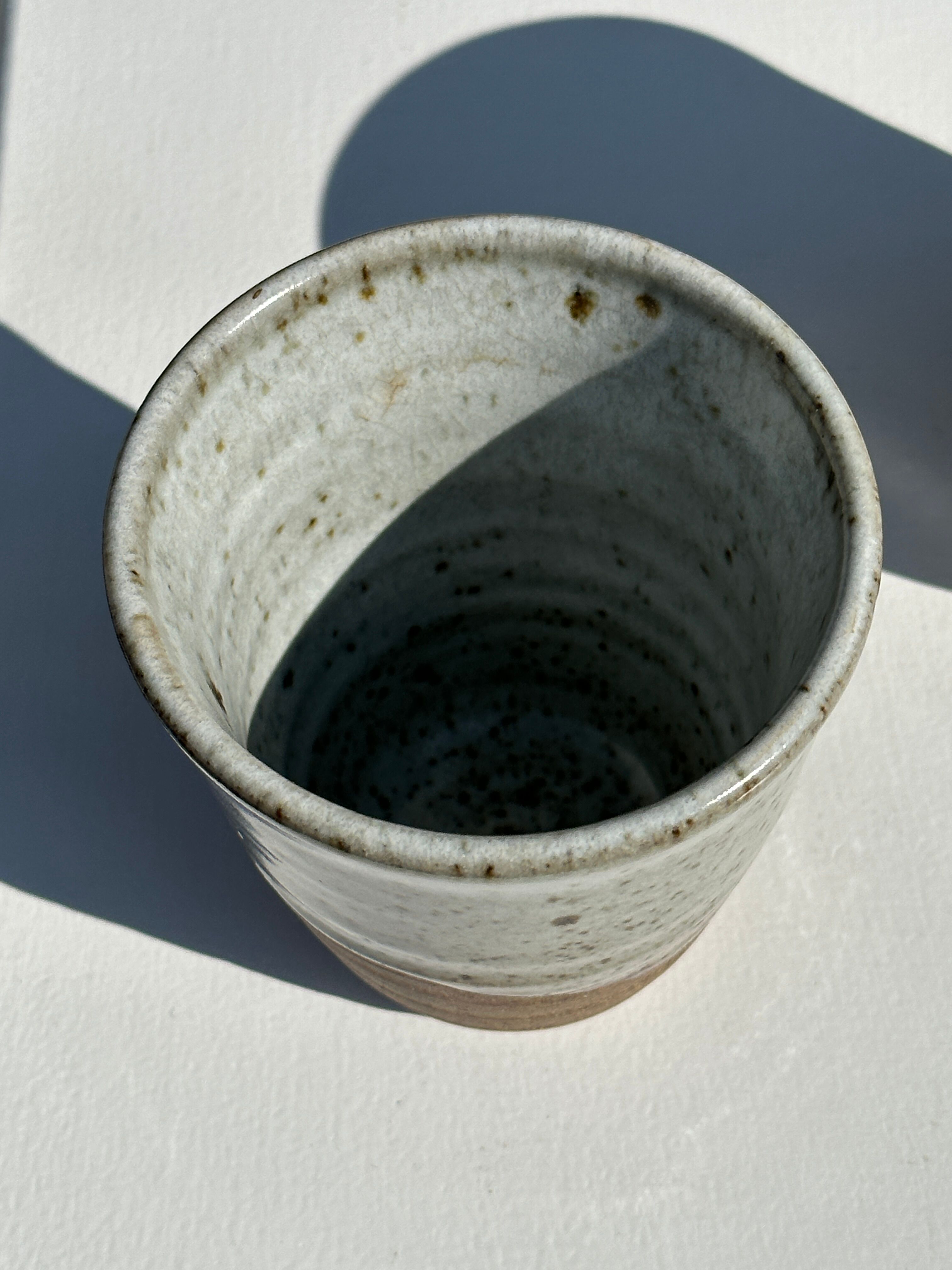 Set of 2 cups in Indonesian ceramic (brown & speckled glazed matte)