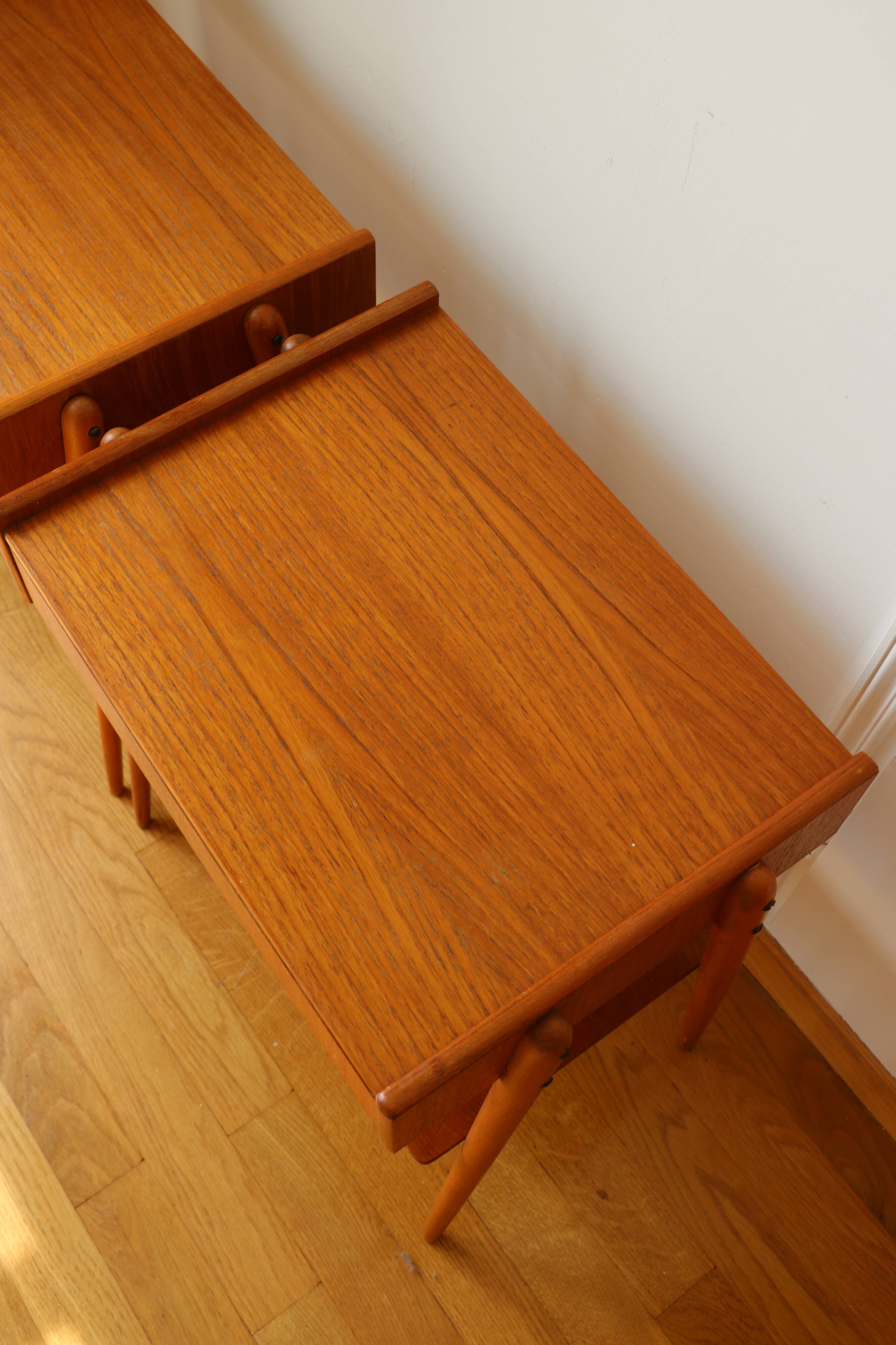 Pair of teak bedside tables, Carlström Möbelfabrik, Sweden 1960