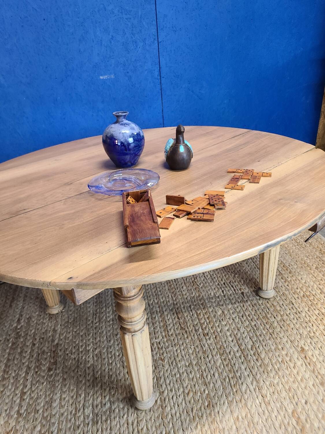 Vintage farmhouse coffee table with flaps