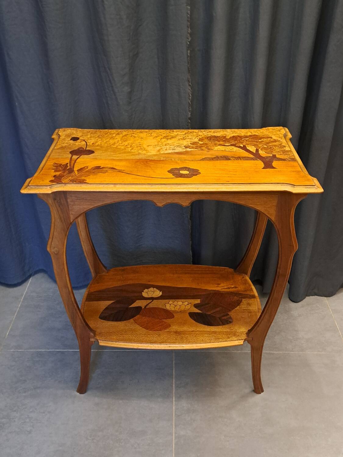 Art Nouveau coffee table with marquetry.