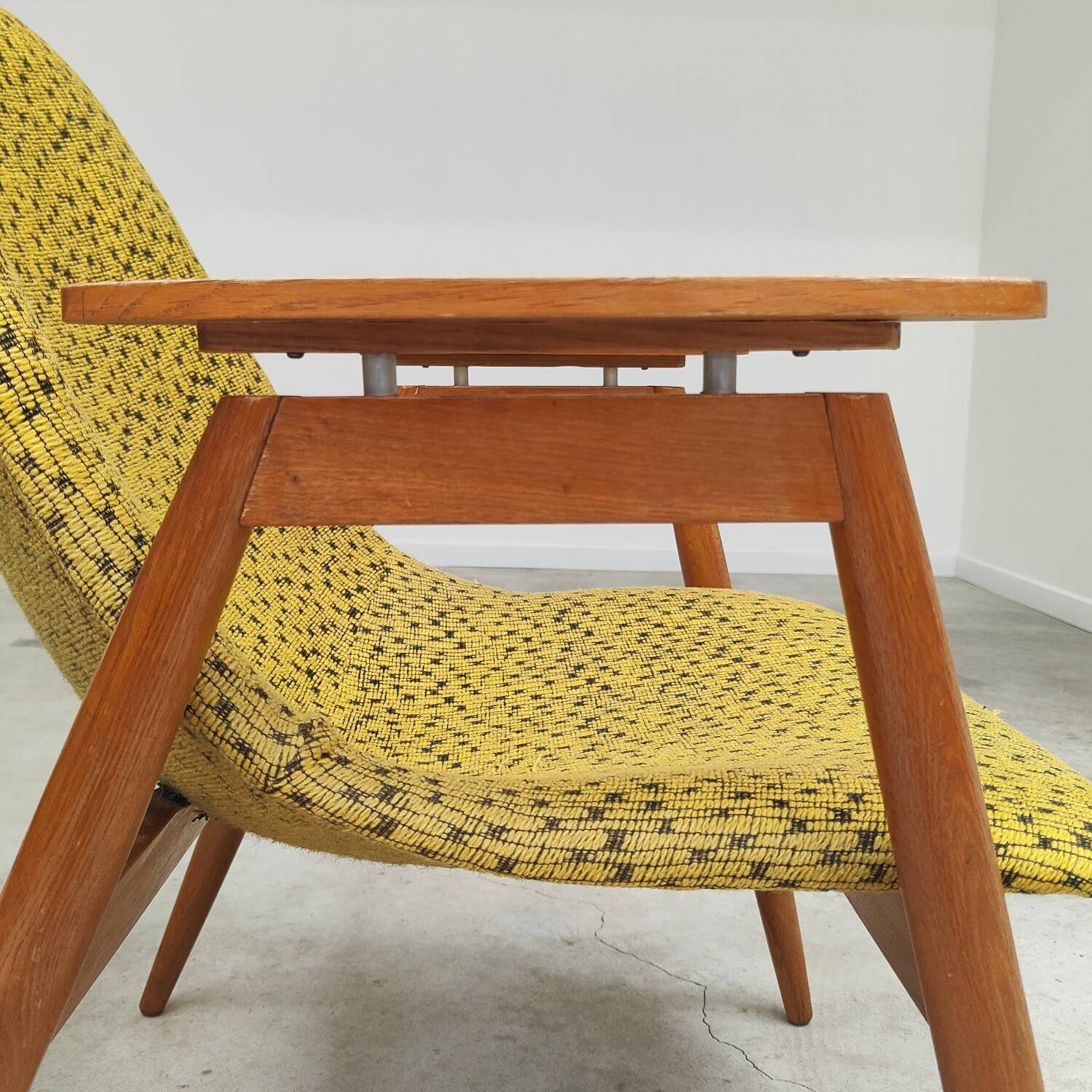 Pair of yellow and green resin and wood armchairs by Miroslav Navratil