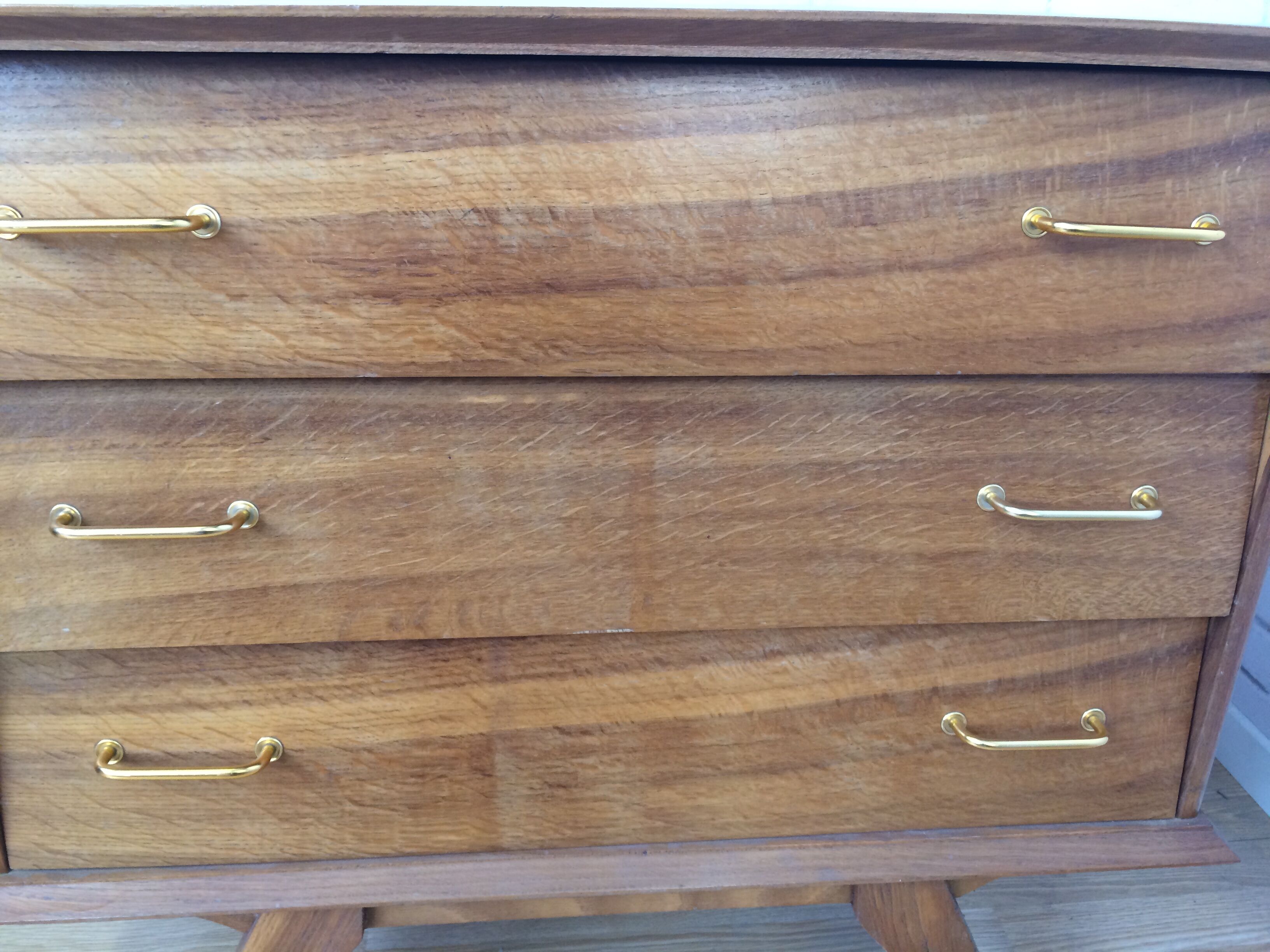 Chest of drawers 3 drawers golden oak compass feet