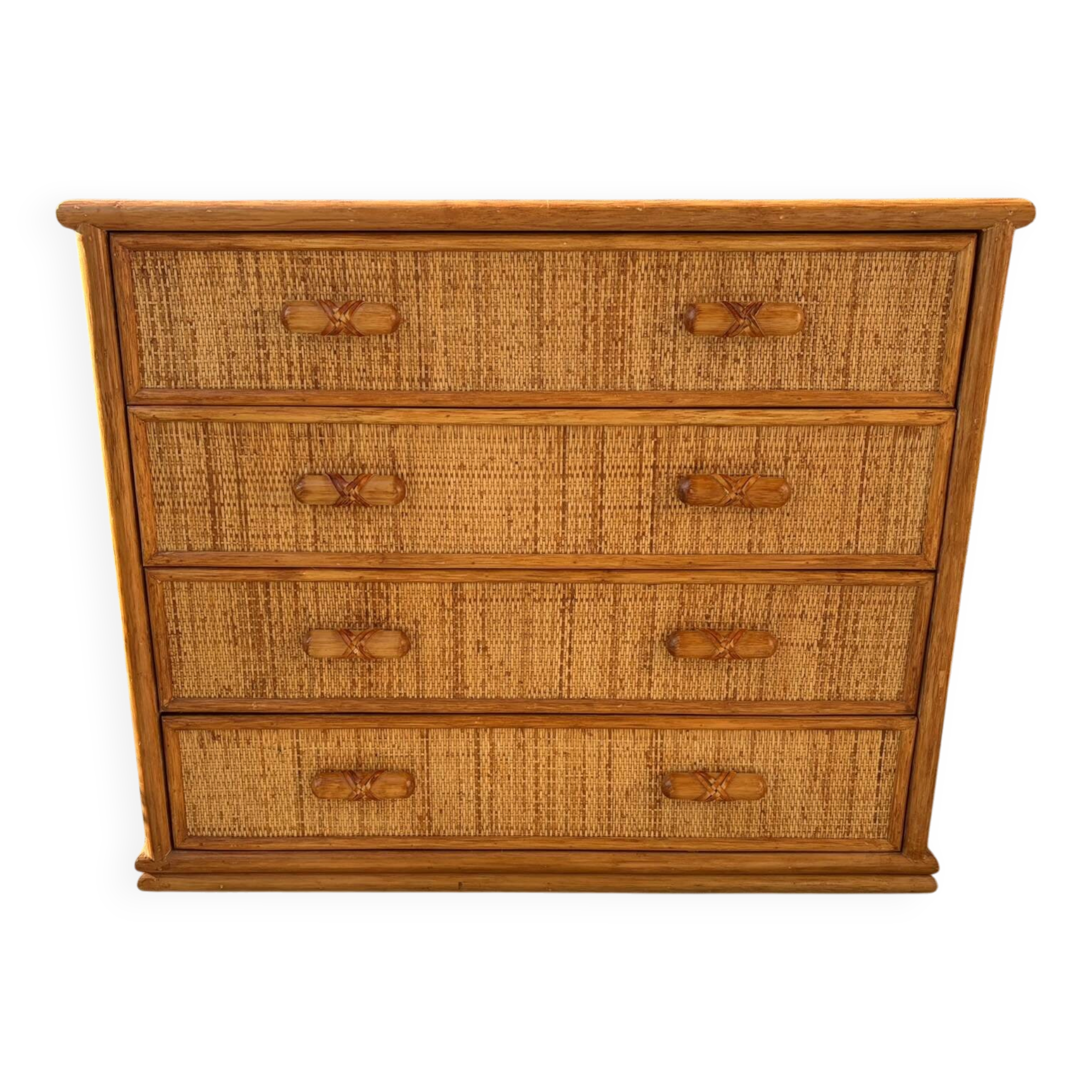 Large 4-drawer rattan chest of drawers from the 70s/80s.