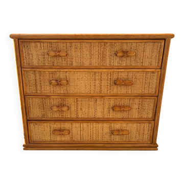Large 4-drawer rattan chest of drawers from the 70s/80s.