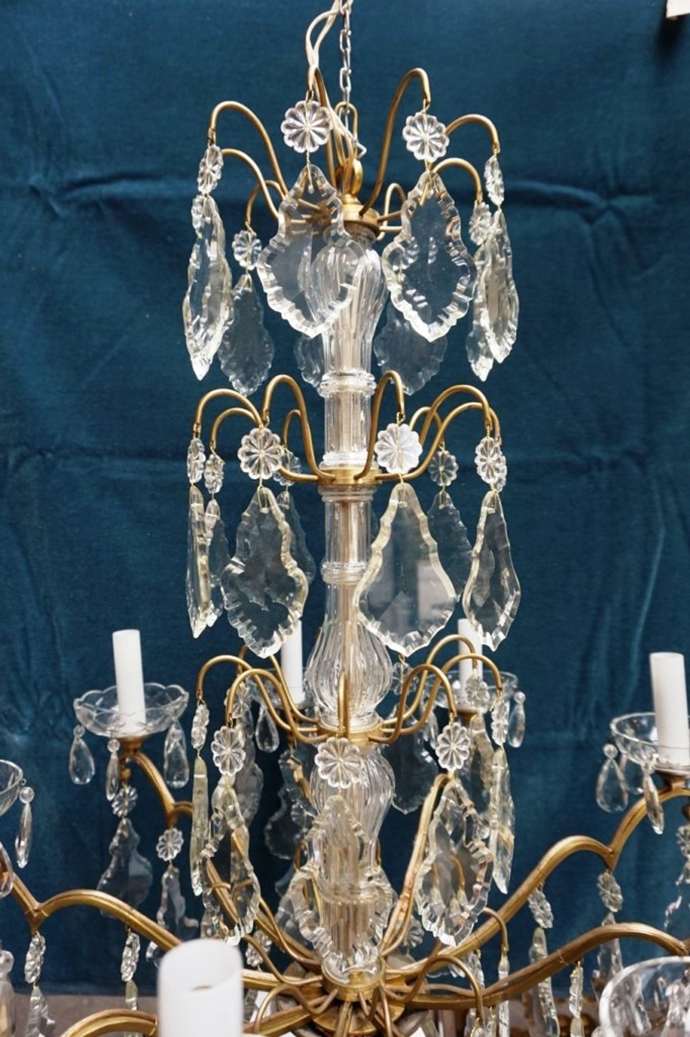 Chandelier, bronze, Louis XV style crystal