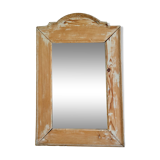 Raw patinated wood mirror - pediment