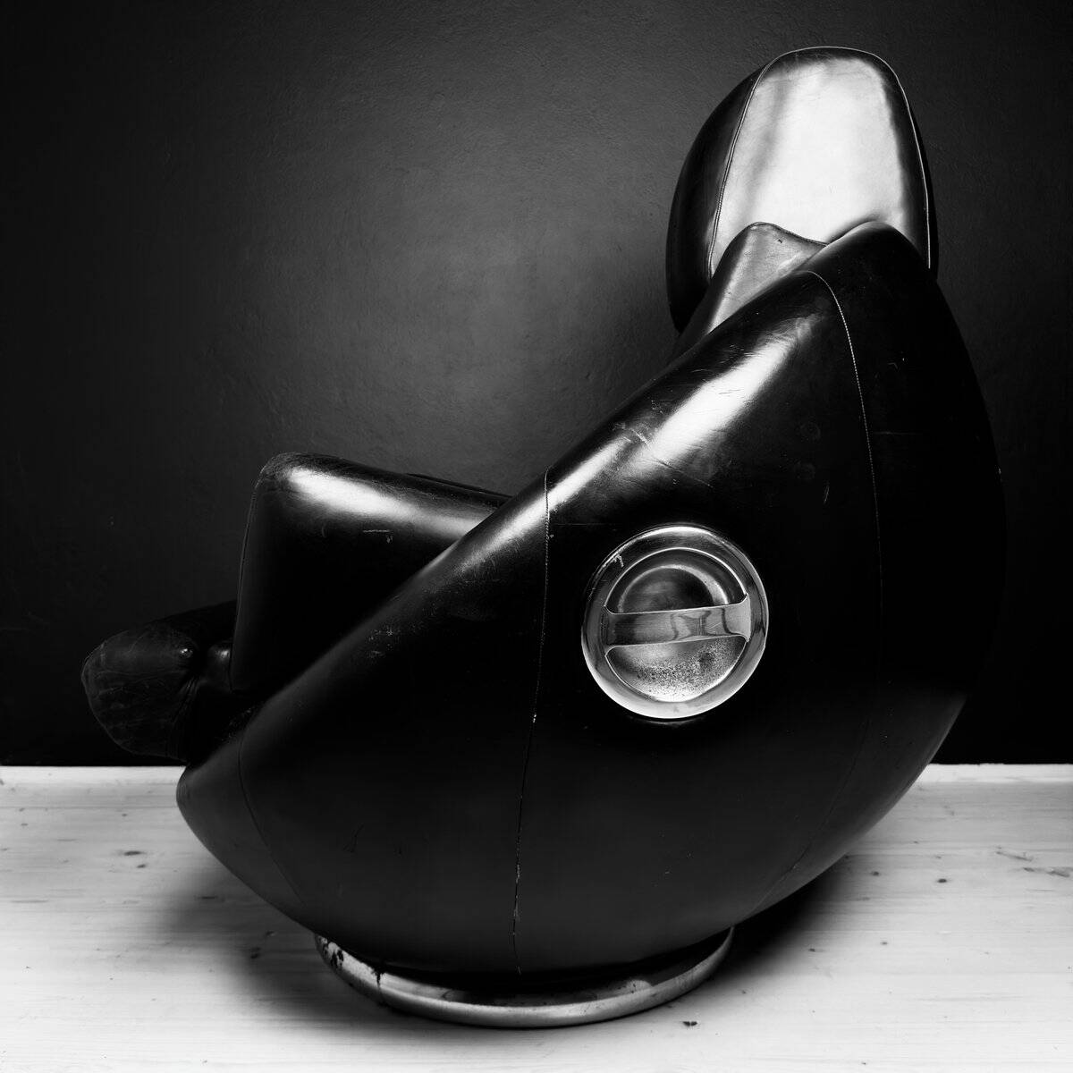 Brutalist black armchair by Boris Krstulović, Yugoslavia, Croatia, 1970s.