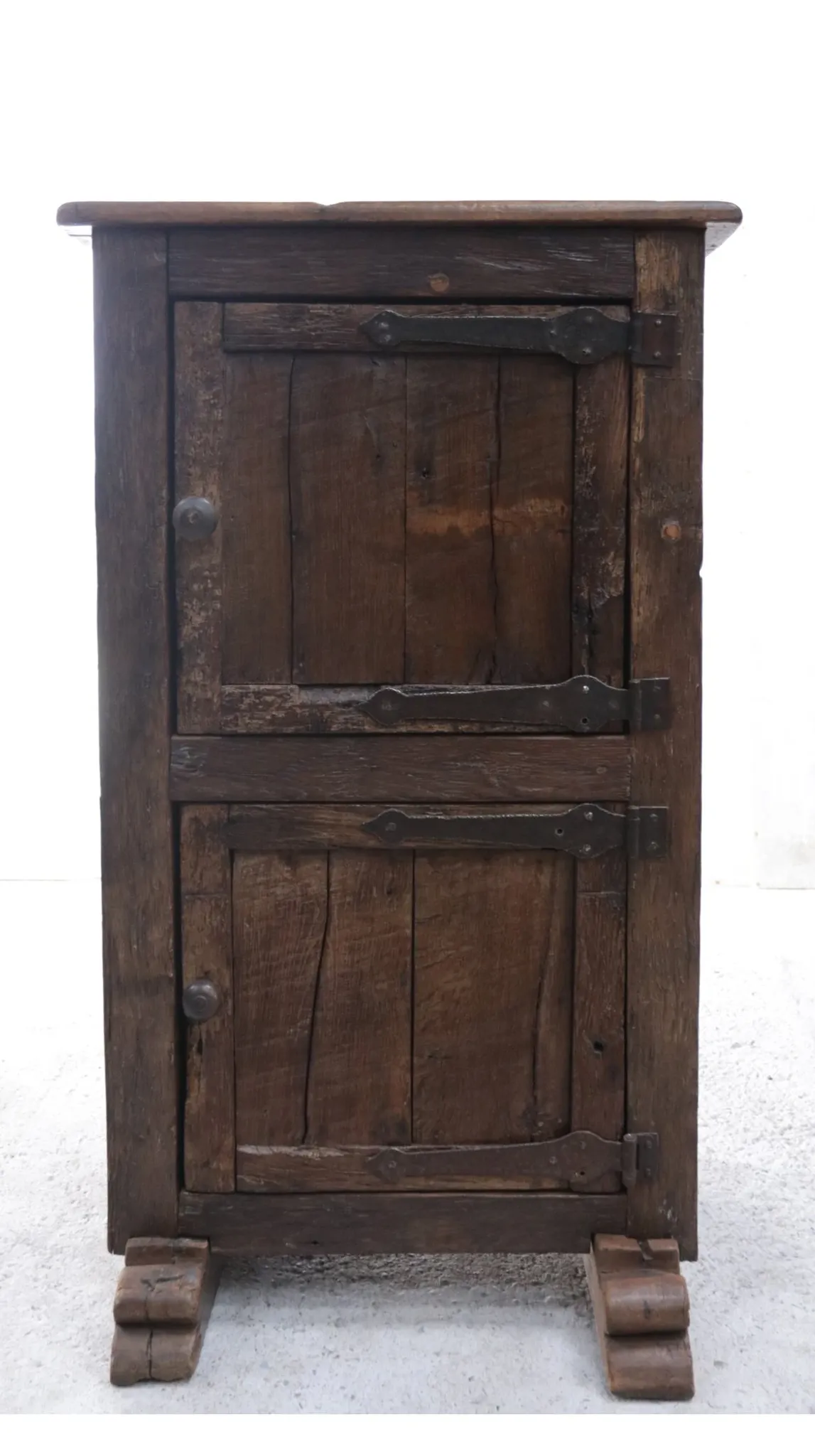 18th-century German primitive cabinet on sledge feet with forged hardware