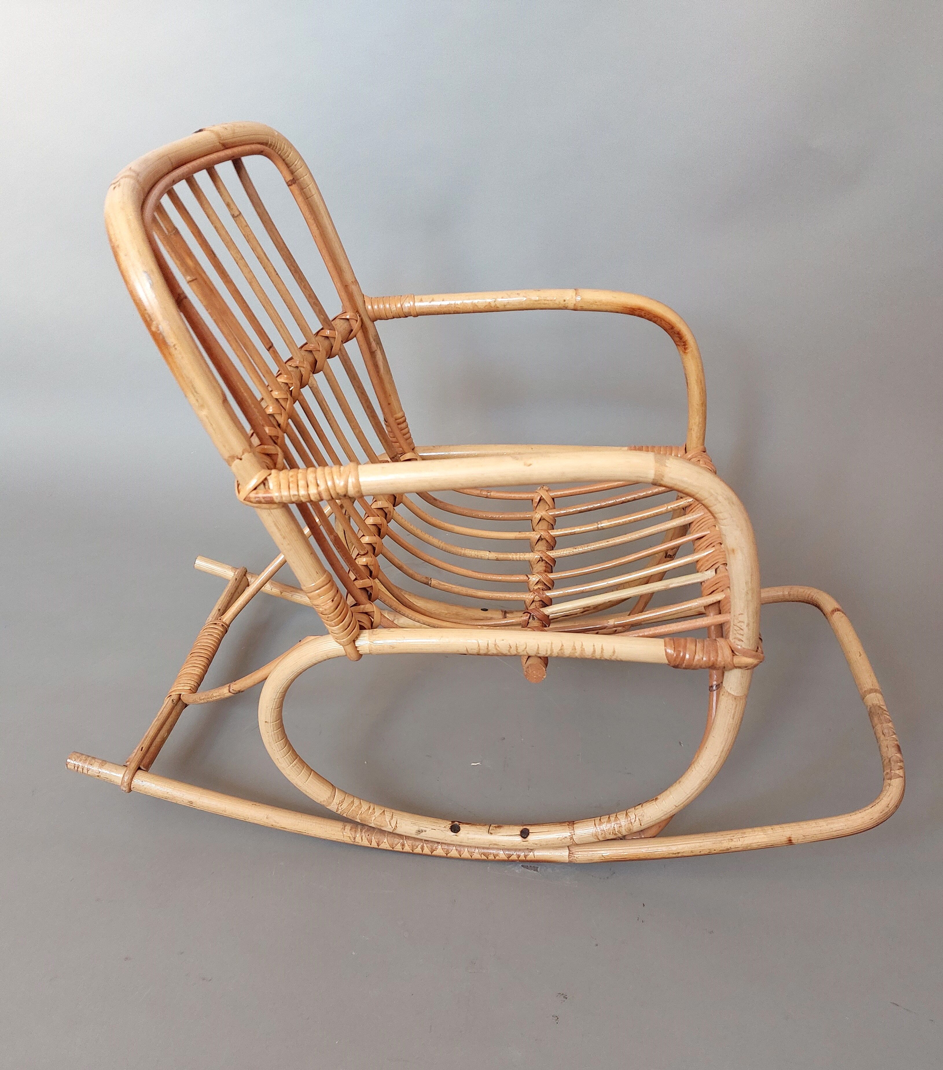 Rocking chair child rattan vintage