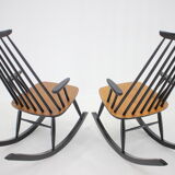 1960s Pair of Varjosen Puunjalostus Beech Rocking Chair, Finland