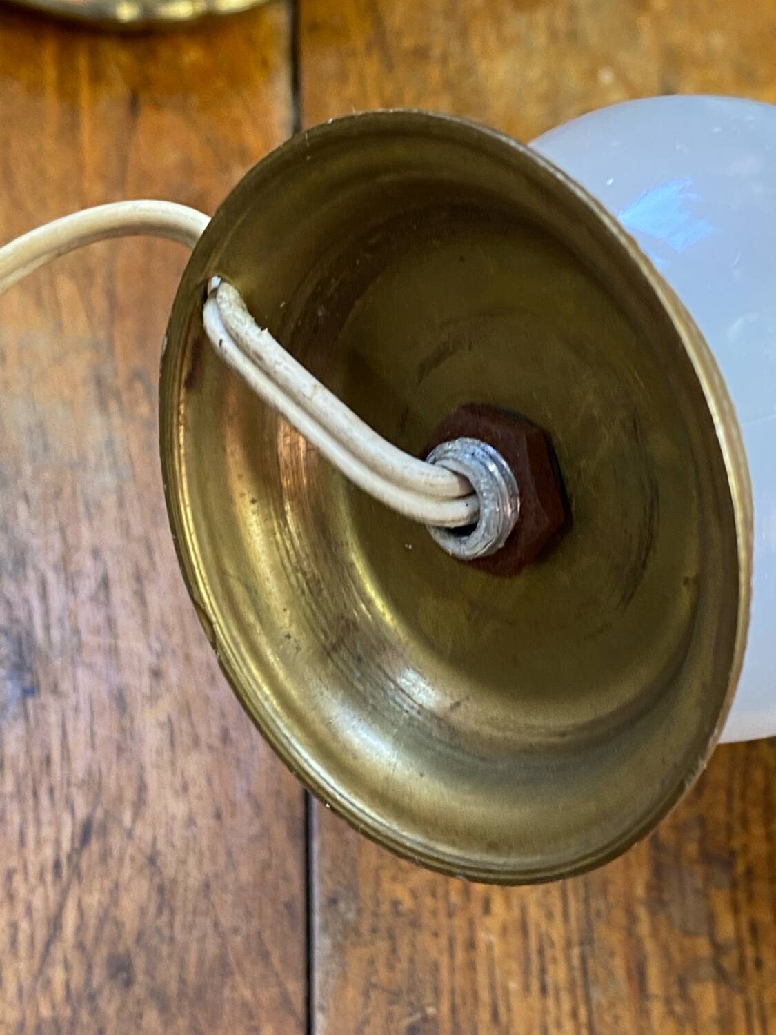 Glass and brass lamp