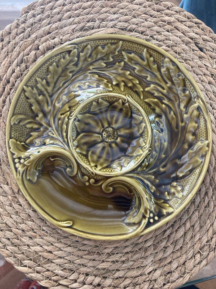 Set of 6 gien artichoke barbotine plates