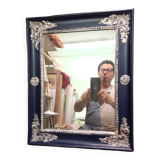 small antique silver patinated mirror